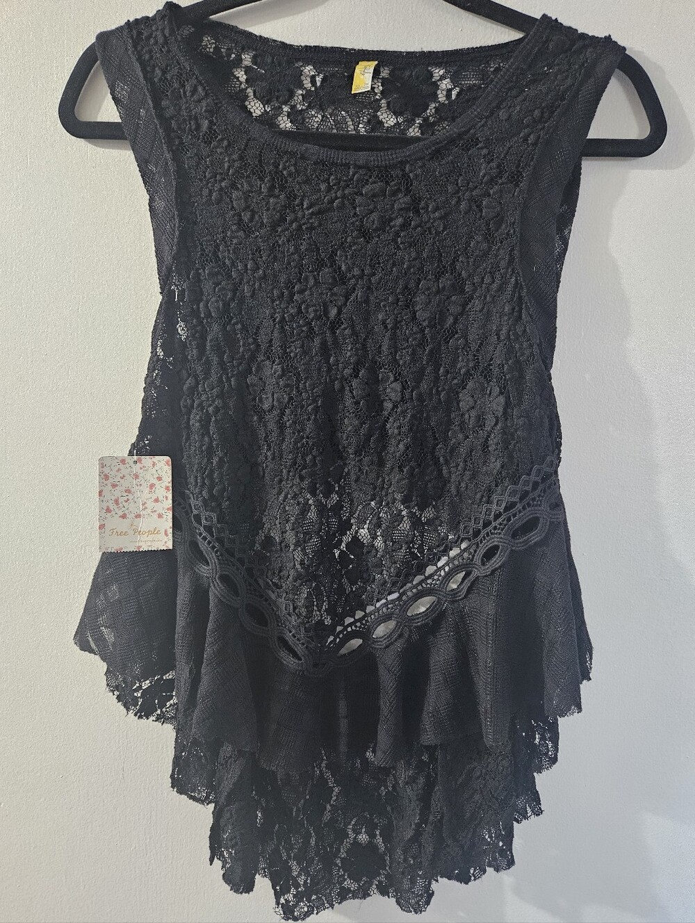 Free People Black Lace Tank Top